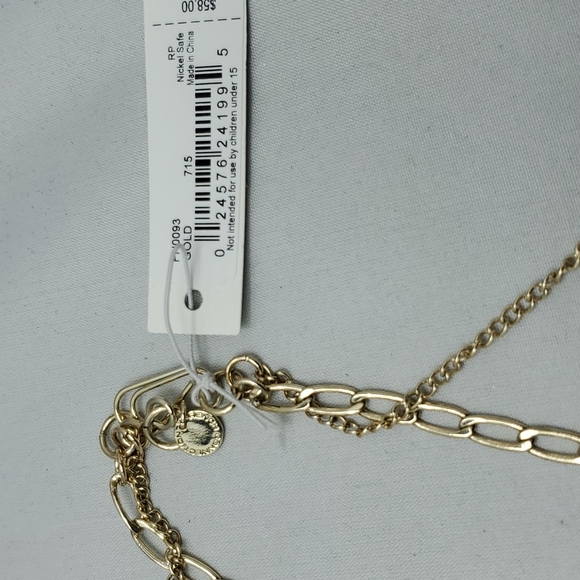 French connection women's gold Y drop layered necklace - Picture 7 of 7
